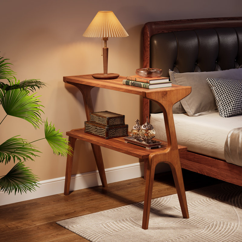 2 Tier Slim Sofa End Table George Oliver Color Walnut
